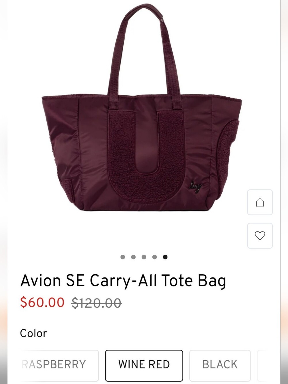 $120 Retail! Lug Avion SE Sherpa Letterman Tote In Wine - Preppy Bag - Picture 10 of 11